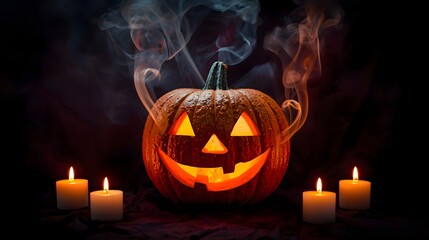 Horror Halloween Pumpkin Smoke Art Manipulation
