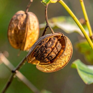 Close-up of a seed pod with the seeds visible