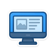 Computer monitor displaying a webpage with image and text content.