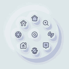 Naklejka premium Circular arrangement of modern user interface icons for digital applications and websites vector