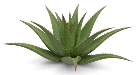 Fototapeta premium Aloe vera plant succulent medicinal herb green leaves nature botanical healthy skincare ingredient isolated