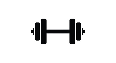 Simple silhouette of a black dumbbell isolated on a for fitness and exercise themes