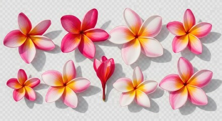 Obraz premium Pink plumeria flowers frangipani tropical floral blossom bloom petals summer spring nature hawaiian beauty