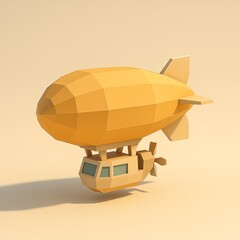 Obraz premium Low poly yellow airship blimp