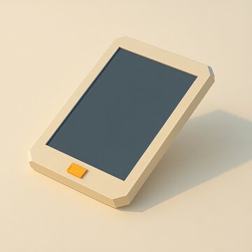 Low poly tablet device with orange button