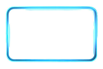 Illuminated rectangular frame with a glowing, electric blue outline against a black background