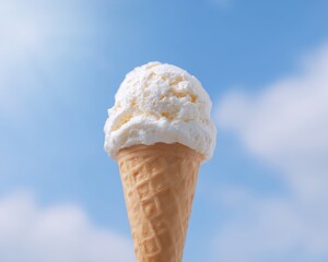 Ice cream melting under sun, Sunshine and blue sky