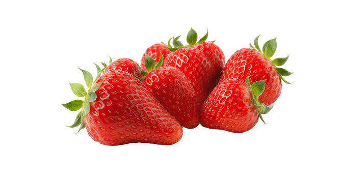 Close-up of fresh, ripe red fruit arrangement, isolated on white