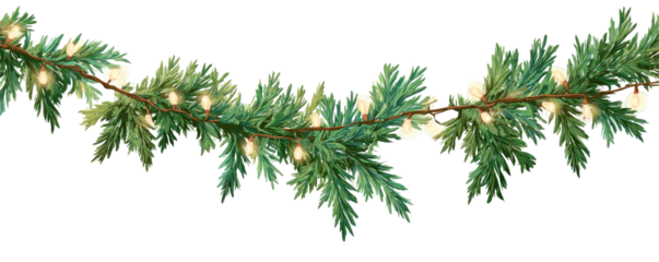 A festive illustration shows a green garland adorned with warm glowing lights