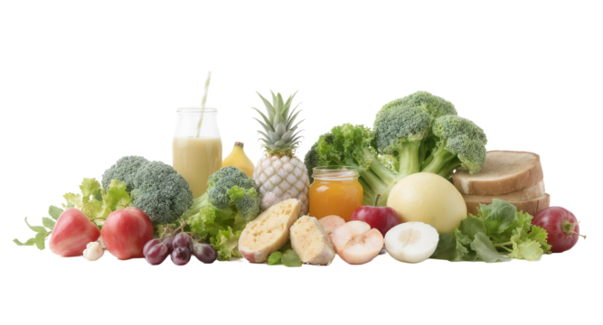 Colorful Display of Fresh Produce and Food Items