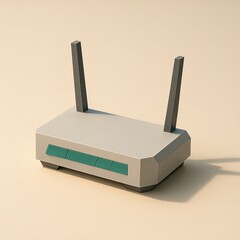 Minimal low poly wireless router with antennas
