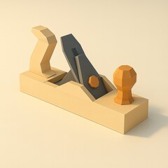 Low-poly woodworking hand plane in minimalist design
