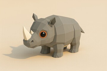 Low-poly rhinoceros in minimalist design