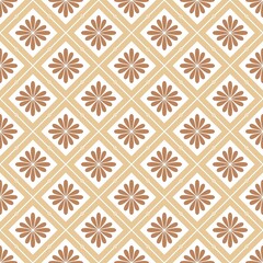 Brown Square Floral Seamless Geometric Pattern 