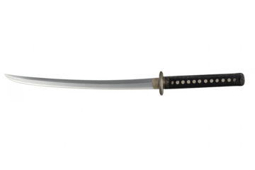 Japanese katana sword blade and hilt on transparent background