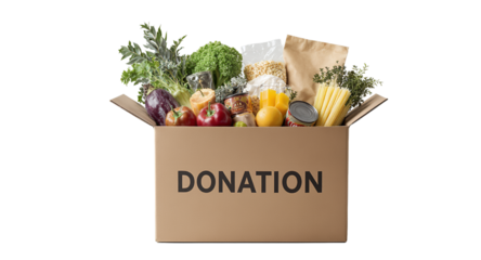 Donation Box Filled with Groceries for Charity and Giving