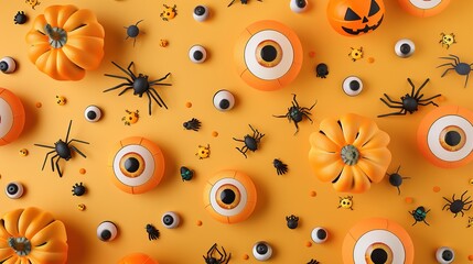 Playful High-Res Funny Eyeball Halloween Background – Great for Kids’ Halloween Crafts, Social Media Posts, Party Decor & Greeting Cards. Features Whimsical Googly Eyes, Colorful Eyeball Illustrations