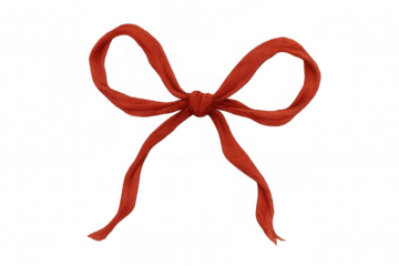 Red bow knot decorating presents and gifts, adding festive holiday accents and celebration elements, isolated