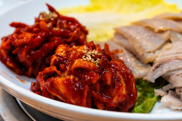 spicy radish kimchi in Samhap Cuisine