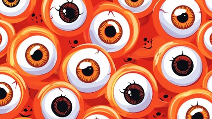 Playful High-Res Funny Eyeball Halloween Background – Great for Kids’ Halloween Crafts, Social Media Posts, Party Decor & Greeting Cards. Features Whimsical Googly Eyes, Colorful Eyeball Illustrations