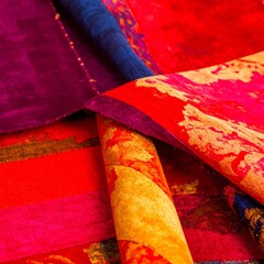 Vivid Fabric Swatches Featuring Diverse Colors and Textures