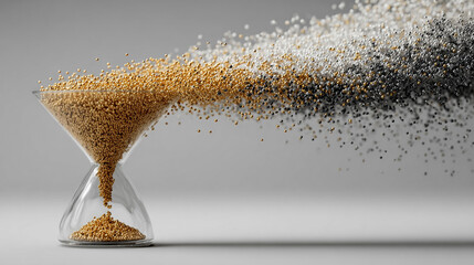 Gold, silver, and white data technology concept with funnel symbolizing flow and processing of vast data into insights, empty space reflecting chaos and potential