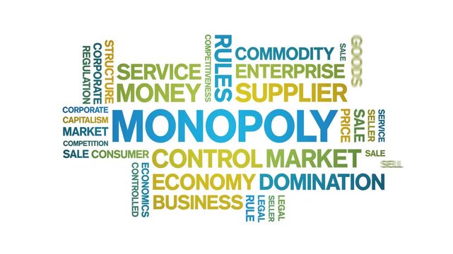 Monopoly animated word cloud-text design animation tag kinetic typography seamless loop.
