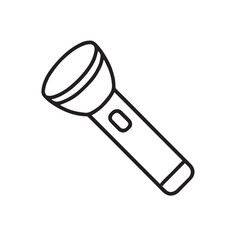 Flashlight Outline Vector Icon – Portable Light Device