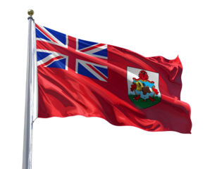  Red Bermuda Flag Featuring Lion and Ship Waving in the Wind.
