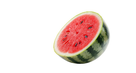 Half of a Fresh and Juicy Watermelon with Red Pulp, Isolated on White