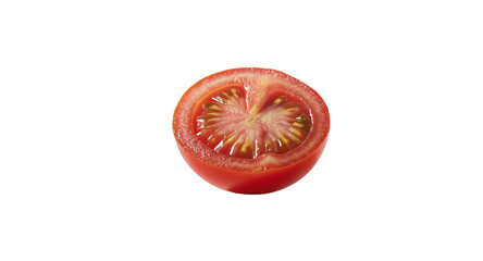 Half of a fresh red tomato on a white background