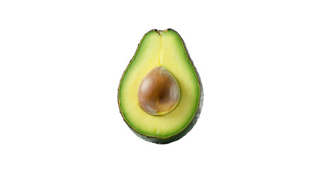 Half Avocado with Seed on White Background