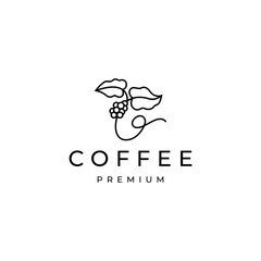 coffee plant logo design with line art design style