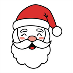 Cheerful santa claus face with red hat and white beard for festive holiday greetings