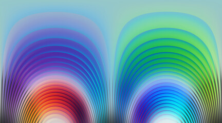 Symmetrical Colorful Arches Texture, Abstract Gradient Elements, Wavy Curve