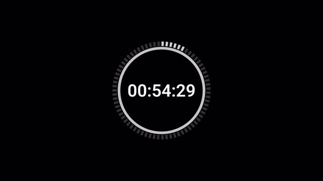 One minute circle countdown timer animation, 60 seconds countdown from 60 to 0 seconds on transparent background, Countdown video in 4k.

