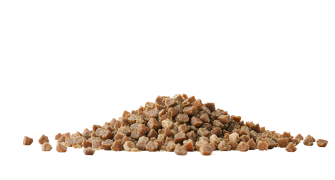 Pile of Brown Cubes on White Background