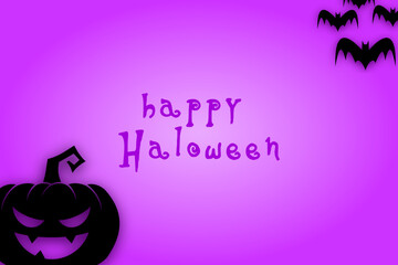 simple Halloween background with jack o lantern and bats