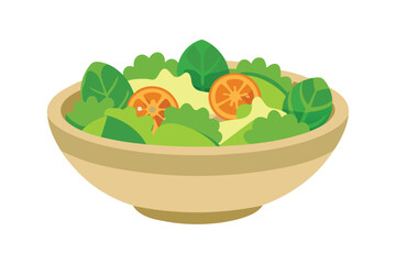 Healthy Salad Bowl Abundant Greens Orange Slices Creamy Dressing Deliciousness