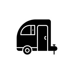 Black and White Minimalist Trailer Icon with Transparent Background