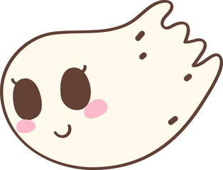 Cute Pastel Ghost Halloween Retro Cartoon Character Hand Drawn Illustration
