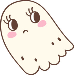Cute Pastel Ghost Halloween Retro Cartoon Character Hand Drawn Illustration