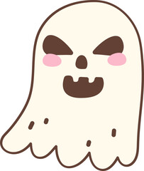 Cute Pastel Ghost Halloween Retro Cartoon Character Hand Drawn Illustration