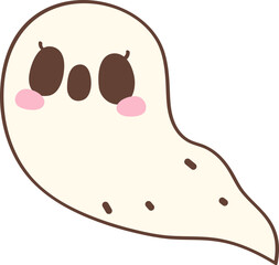 Cute Pastel Ghost Halloween Retro Cartoon Character Hand Drawn Illustration