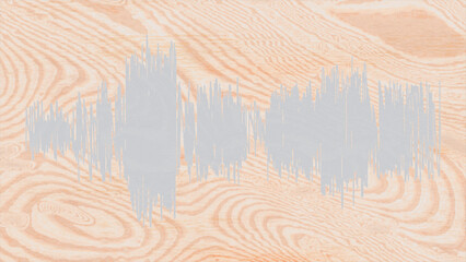Abstract background with sound wave on light brown wooden texture surface