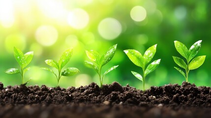 Naklejka premium Five Sprouts Growing in Soil