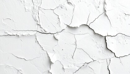 Obraz premium Cracked White Wall Texture Close Up Background Surface with Lines and Patterns Aged and Weathered Surface Background