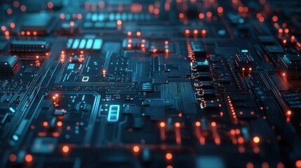 Obraz premium Abstract Technology Background with Circuit Board Design and Lights