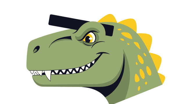 A cartoon dinosaur with a cool hairstyle wearing sunglasses for a stylish look.