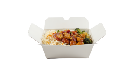Takeout Food in a Box on White Background